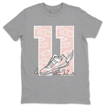 11s Legend Pink shirts to match jordans Fly To The Clouds sneaker match tees Air Jordan 11 Legend Pink SNRT Sneaker Tees streetwear brand Heather Grey 2 unisex cotton tee