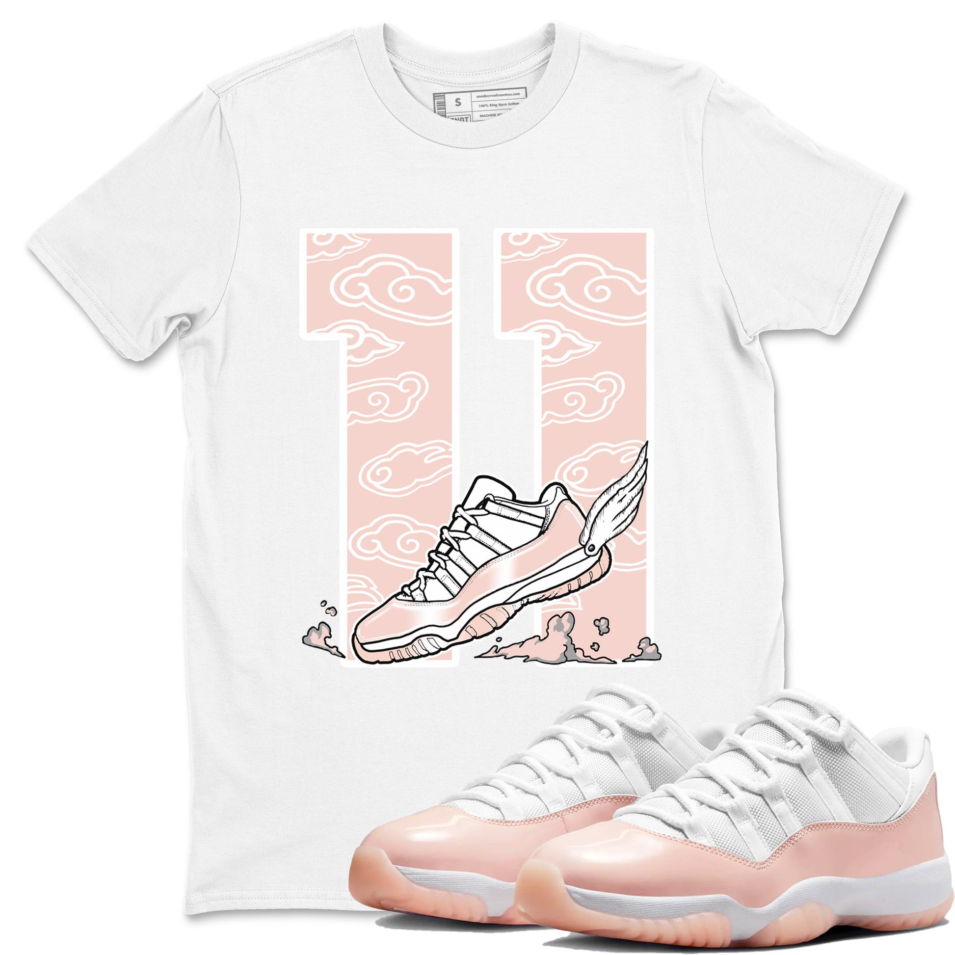 11s Legend Pink shirts to match jordans Fly To The Clouds sneaker match tees Air Jordan 11 Legend Pink SNRT Sneaker Tees streetwear brand White 1 unisex cotton tee