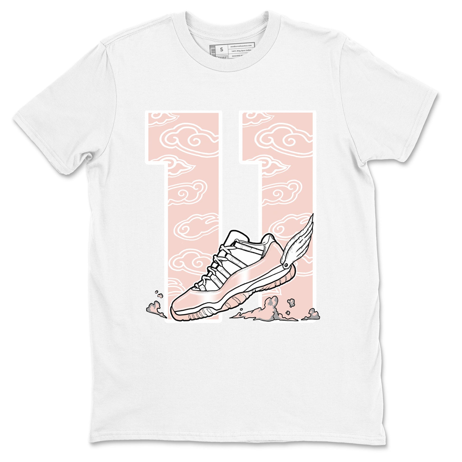 11s Legend Pink shirts to match jordans Fly To The Clouds sneaker match tees Air Jordan 11 Legend Pink SNRT Sneaker Tees streetwear brand White 2 unisex cotton tee