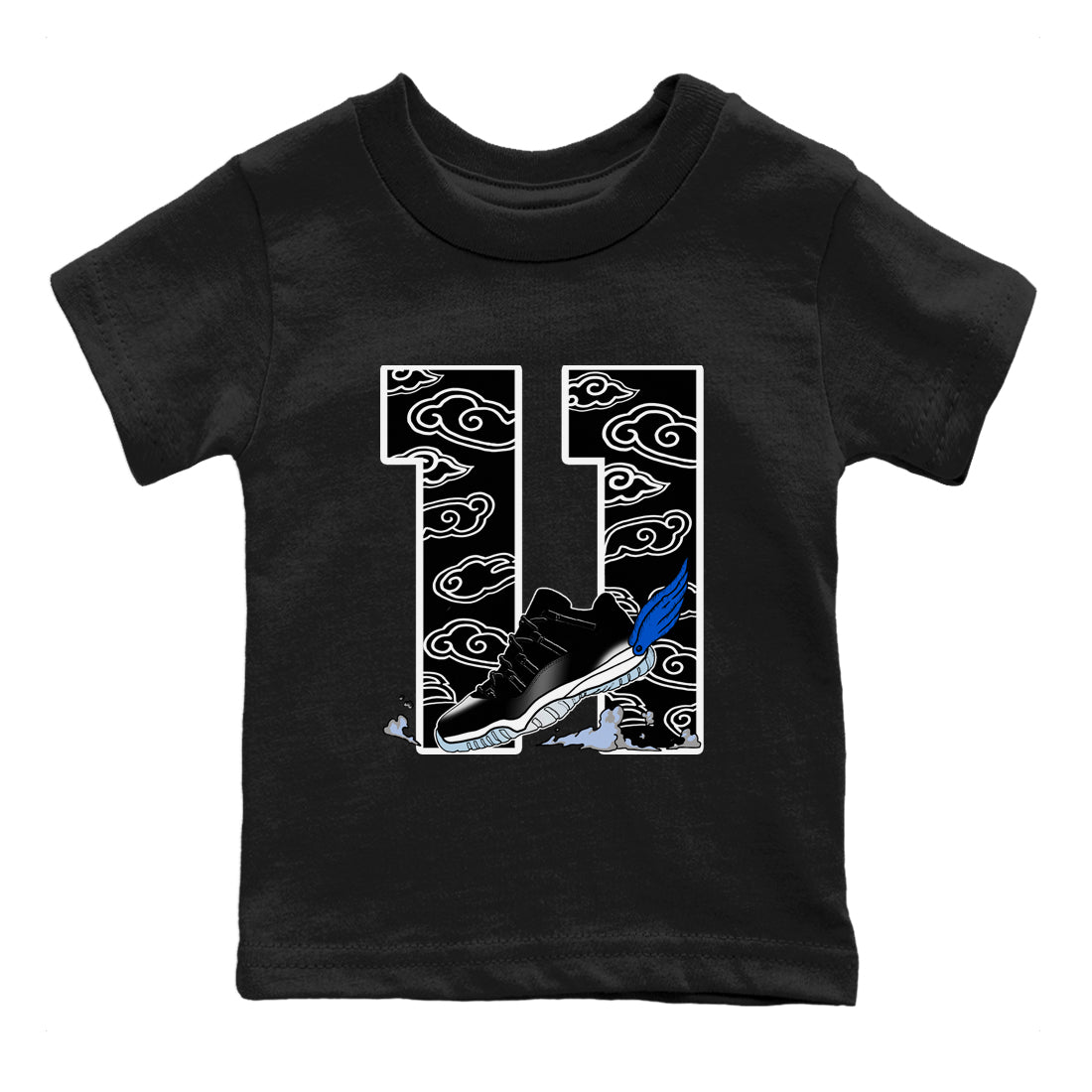 11s Low Space shirt to match jordans Fly To The Clouds sneaker tees Air Jordan 11 Low Space SNRT sneaker release tees baby toddler Black 2 cotton Shirt