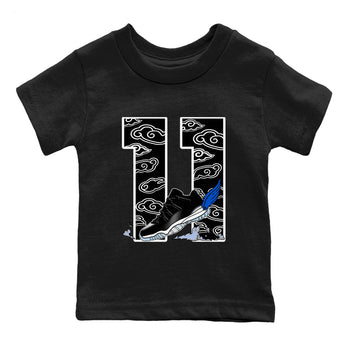 11s Low Space shirt to match jordans Fly To The Clouds sneaker tees Air Jordan 11 Low Space SNRT sneaker release tees baby toddler Black 2 cotton Shirt