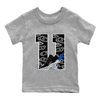 11s Low Space shirt to match jordans Fly To The Clouds sneaker tees Air Jordan 11 Low Space SNRT sneaker release tees baby toddler Heather Grey 2 cotton Shirt