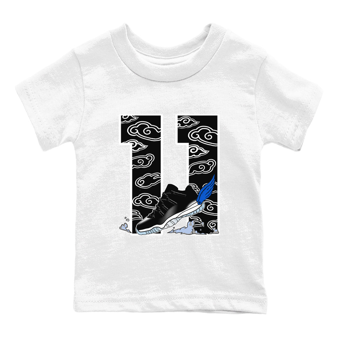 11s Low Space shirt to match jordans Fly To The Clouds sneaker tees Air Jordan 11 Low Space SNRT sneaker release tees baby toddler White 2 cotton Shirt