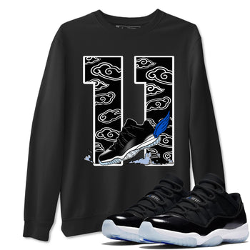 11s Low Space shirt to match jordans Fly To The Clouds sneaker tees Air Jordan 11 Low Space SNRT Sneaker Release Tees unisex cotton Black 1 crew neck shirt