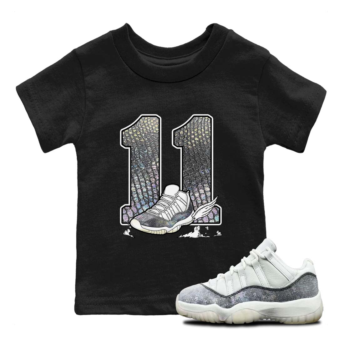11s Year Of The Snake shirts to match jordans  Fly To The Clouds shirts to match jordans Air Jordan 11 Retro Low Year Of The Snake match shoes to clothes SNRT Sneaker Tees Youth Baby Black 1 tee
