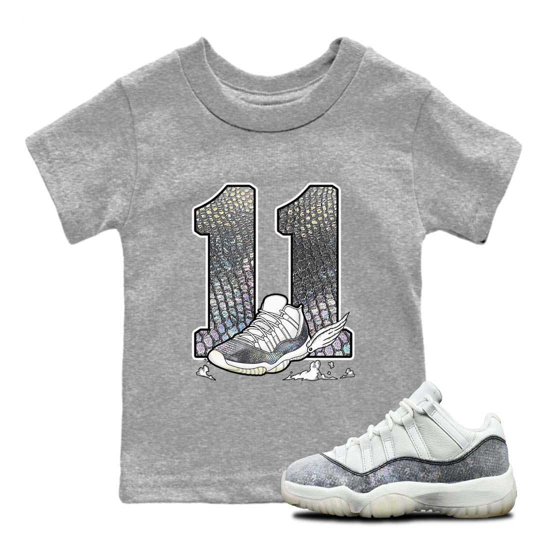11s Year Of The Snake shirts to match jordans  Fly To The Clouds shirts to match jordans Air Jordan 11 Retro Low Year Of The Snake match shoes to clothes SNRT Sneaker Tees Youth Baby Heather Grey 1 tee