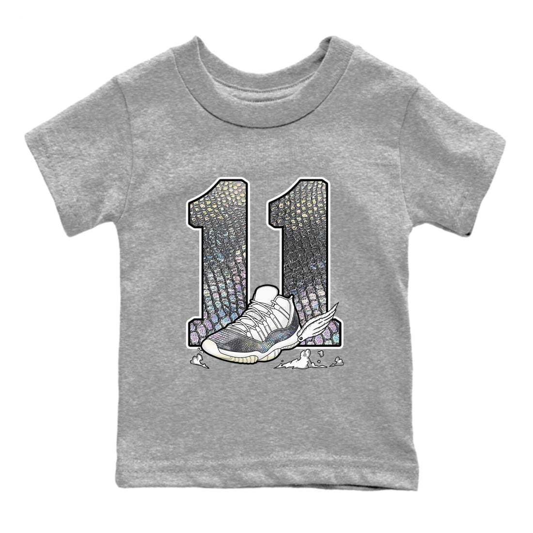 11s Year Of The Snake shirts to match jordans  Fly To The Clouds shirts to match jordans Air Jordan 11 Retro Low Year Of The Snake match shoes to clothes SNRT Sneaker Tees Youth Baby Heather Grey 2 tee