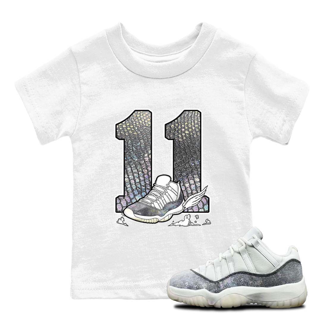 11s Year Of The Snake shirts to match jordans  Fly To The Clouds shirts to match jordans Air Jordan 11 Retro Low Year Of The Snake match shoes to clothes SNRT Sneaker Tees Youth Baby White 1 tee