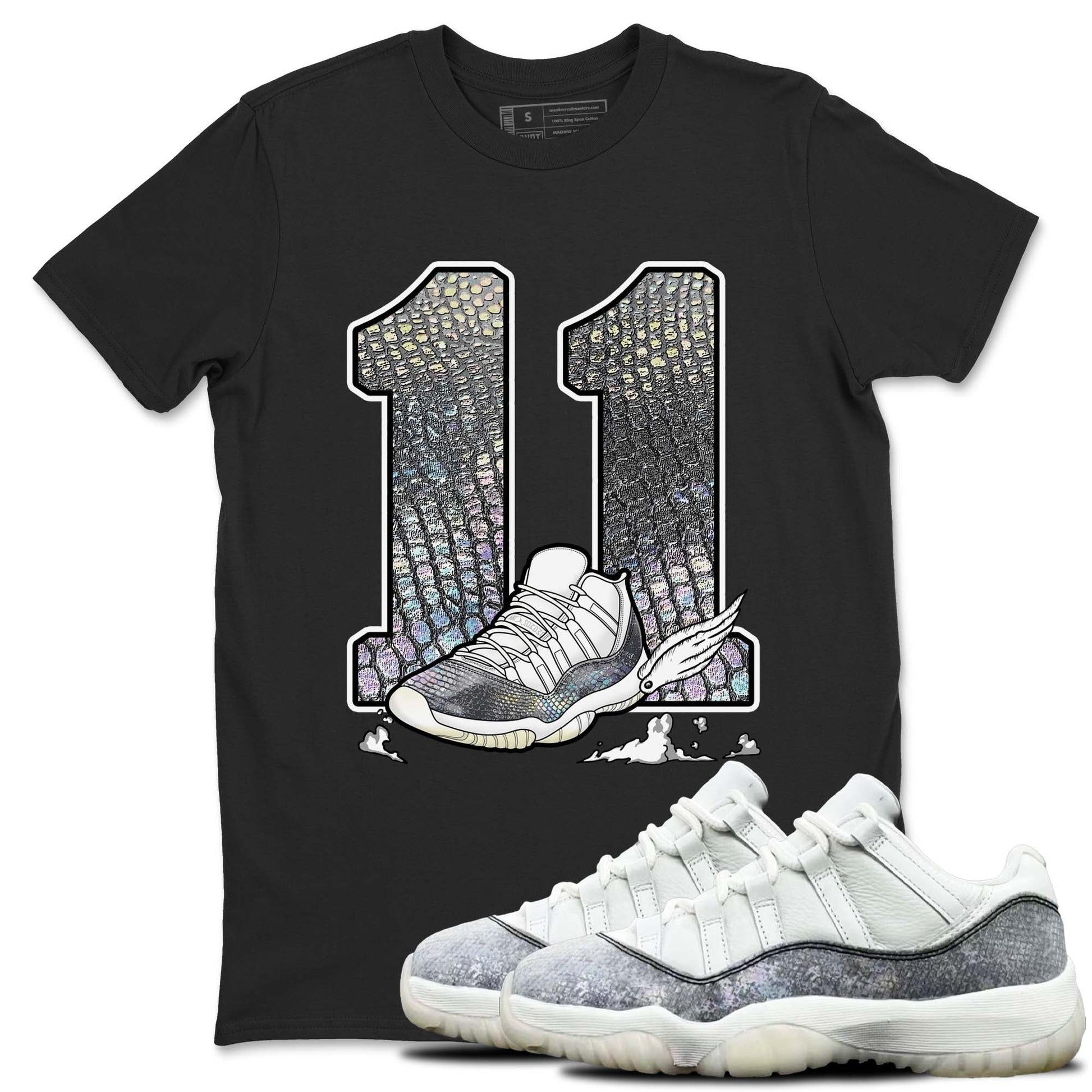 11s Year Of The Snake shirts to match jordans  Fly To The Clouds shirts to match jordans Air Jordan 11 Retro Low Year Of The Snake match shoes to clothes SNRT Sneaker Tees unisex cotton Black 1 shirts