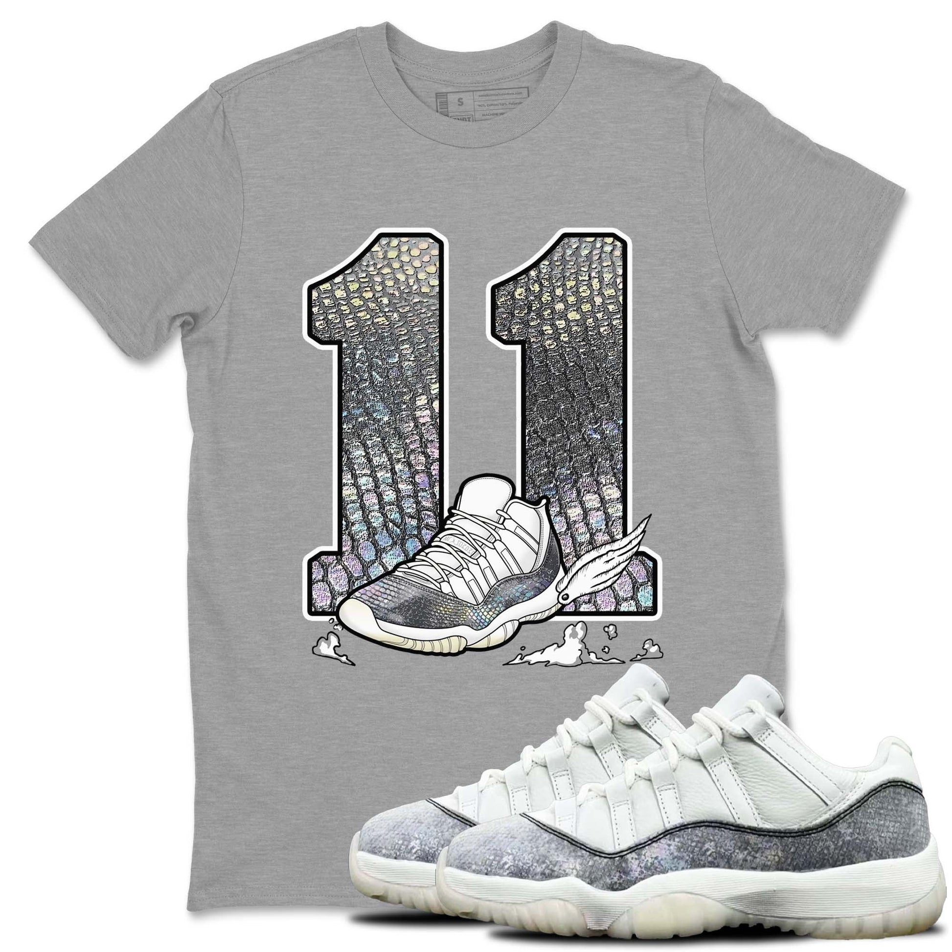 11s Year Of The Snake shirts to match jordans  Fly To The Clouds shirts to match jordans Air Jordan 11 Retro Low Year Of The Snake match shoes to clothes SNRT Sneaker Tees unisex cotton Heather Grey 1 shirts