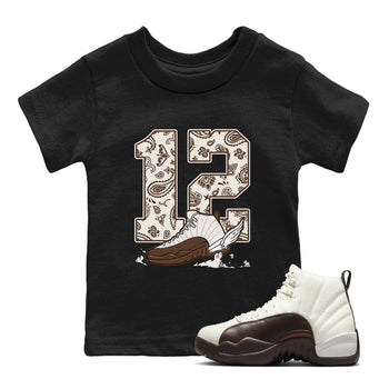 AJ12 Baroque Brown shirts to match jordans Fly To The Clouds best t shirts to wear with jordans SoleFly x Jordan 12 Baroque Brown match shoes to clothes SNRT Sneaker Tees Youth Baby Black 1 tee