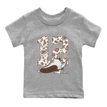 AJ12 Baroque Brown shirts to match jordans Fly To The Clouds best t shirts to wear with jordans SoleFly x Jordan 12 Baroque Brown match shoes to clothes SNRT Sneaker Tees Youth Baby Heather Grey 2 tee
