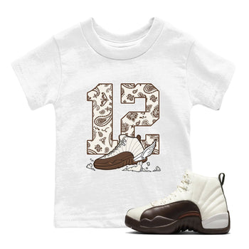 AJ12 Baroque Brown shirts to match jordans Fly To The Clouds best t shirts to wear with jordans SoleFly x Jordan 12 Baroque Brown match shoes to clothes SNRT Sneaker Tees Youth Baby White 1 tee
