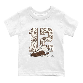 AJ12 Baroque Brown shirts to match jordans Fly To The Clouds best t shirts to wear with jordans SoleFly x Jordan 12 Baroque Brown match shoes to clothes SNRT Sneaker Tees Youth Baby White 2 tee