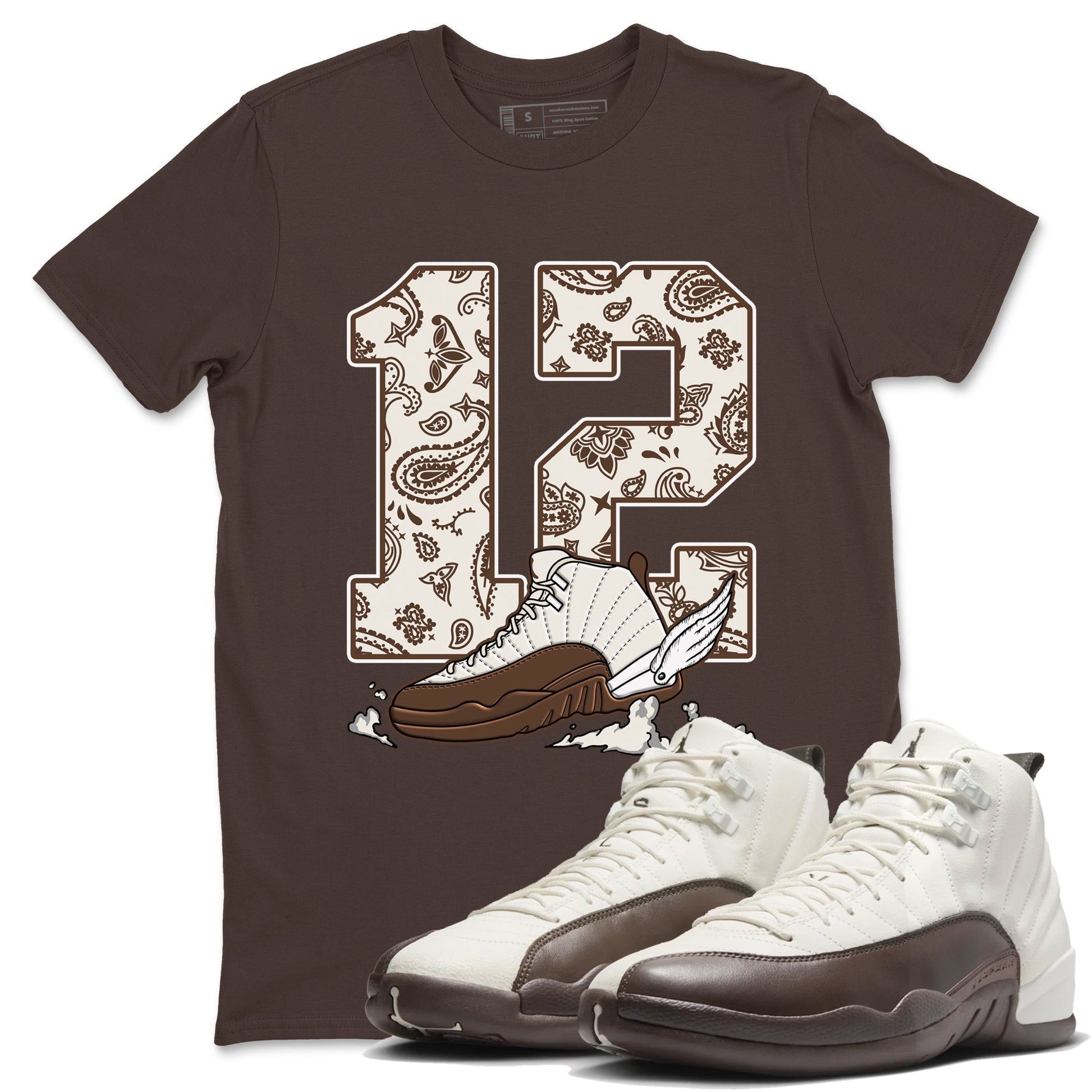 AJ12 Baroque Brown shirts to match jordans Fly To The Clouds best t shirts to wear with jordans SoleFly x Jordan 12 Baroque Brown match shoes to clothes SNRT Sneaker Tees unisex cotton Dark Chocolate 1 shirts