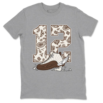 AJ12 Baroque Brown shirts to match jordans Fly To The Clouds best t shirts to wear with jordans SoleFly x Jordan 12 Baroque Brown match shoes to clothes SNRT Sneaker Tees unisex cotton Heather Grey 2 shirts