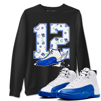 12s Blueberry shirts to match jordans Fly To The Clouds best t shirts to wear with jordans AJ12 White & Game Royal match shoes to clothes SNRT Sneaker Tees unisex cotton Black 1 shirts