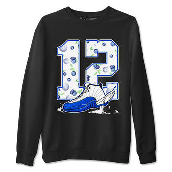 12s Blueberry shirts to match jordans Fly To The Clouds best t shirts to wear with jordans AJ12 White & Game Royal match shoes to clothes SNRT Sneaker Tees unisex cotton Black 2 shirts