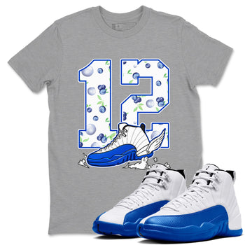12s Blueberry shirts to match jordans Fly To The Clouds best t shirts to wear with jordans AJ12 White & Game Royal match shoes to clothes SNRT Sneaker Tees unisex cotton Heather Grey 1 shirts