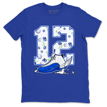 12s Blueberry shirts to match jordans Fly To The Clouds best t shirts to wear with jordans AJ12 White & Game Royal match shoes to clothes SNRT Sneaker Tees unisex cotton Royal Blue 2 shirts