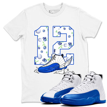 12s Blueberry shirts to match jordans Fly To The Clouds best t shirts to wear with jordans AJ12 White & Game Royal match shoes to clothes SNRT Sneaker Tees unisex cotton White 1 shirts