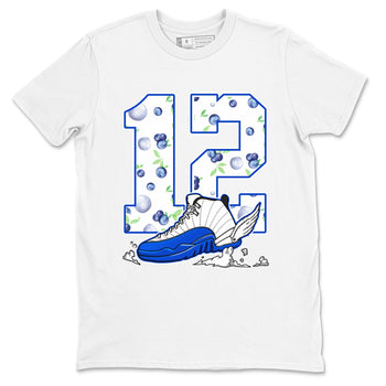 12s Blueberry shirts to match jordans Fly To The Clouds best t shirts to wear with jordans AJ12 White & Game Royal match shoes to clothes SNRT Sneaker Tees unisex cotton White 2 shirts