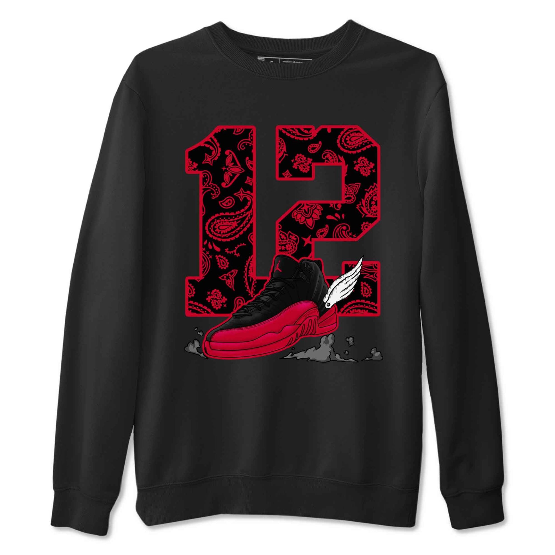 12s Flu Game shirts to match jordans Fly To The Clouds best t shirts to wear with jordans Air Jordan 12 Retro Flu Black and Varsity Red match shoes to clothes SNRT Sneaker Tees unisex cotton Black 2 shirts