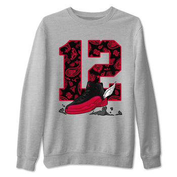 12s Flu Game shirts to match jordans Fly To The Clouds best t shirts to wear with jordans Air Jordan 12 Retro Flu Black and Varsity Red match shoes to clothes SNRT Sneaker Tees unisex cotton Heather Grey 2 shirts