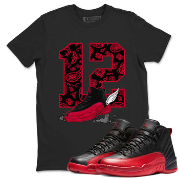 12s Flu Game shirts to match jordans Fly To The Clouds best t shirts to wear with jordans Air Jordan 12 Retro Flu Black and Varsity Red match shoes to clothes SNRT Sneaker Tees unisex cotton Black 1 shirts