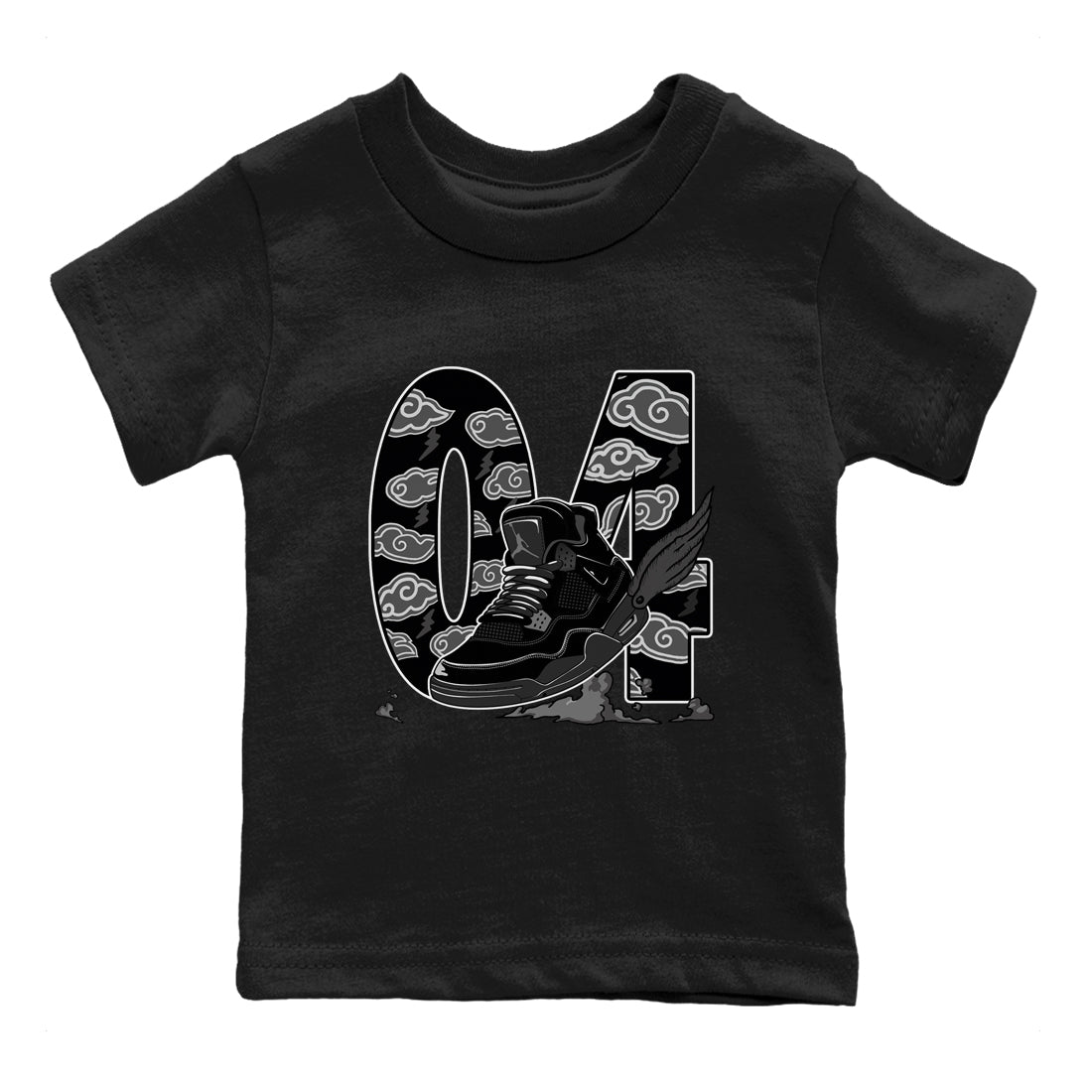 4s Black Cat shirts to match jordans Fly To The Clouds sneaker match tees Air Jordan 4 Black Cat match shoes to clothes SNRT Sneaker Tees Youth Baby Black 2 tee