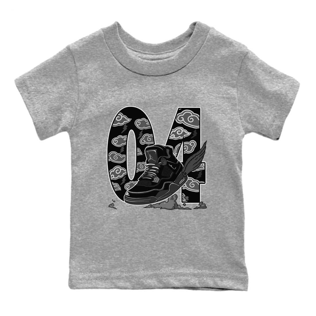 4s Black Cat shirts to match jordans Fly To The Clouds sneaker match tees Air Jordan 4 Black Cat match shoes to clothes SNRT Sneaker Tees Youth Baby Heather Grey 2 tee