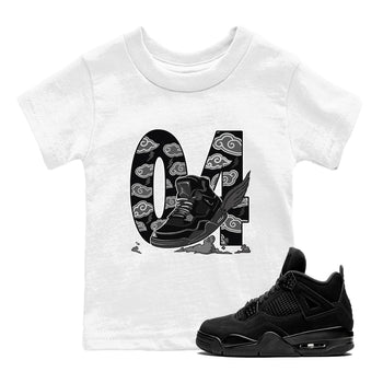 4s Black Cat shirts to match jordans Fly To The Clouds sneaker match tees Air Jordan 4 Black Cat match shoes to clothes SNRT Sneaker Tees Youth Baby White 1 tee