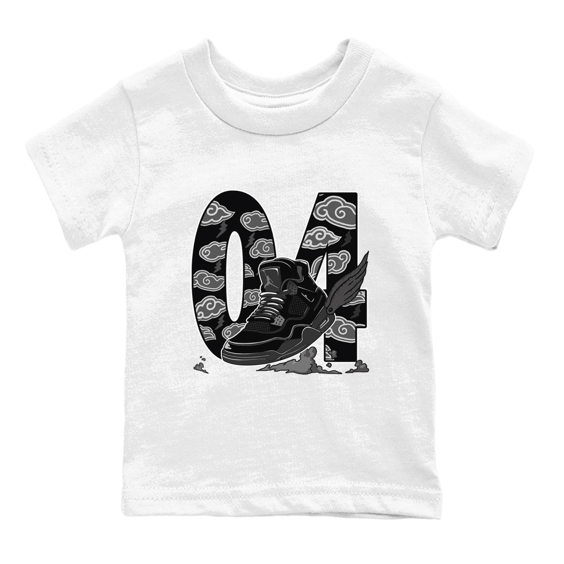 4s Black Cat shirts to match jordans Fly To The Clouds sneaker match tees Air Jordan 4 Black Cat match shoes to clothes SNRT Sneaker Tees Youth Baby White 2 tee