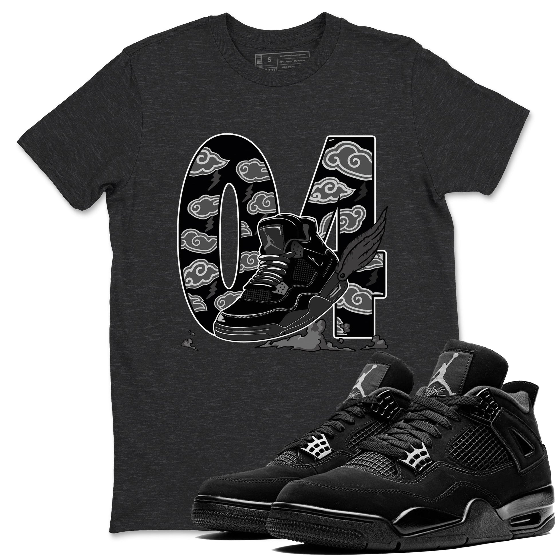 4s Black Cat shirts to match jordans Fly To The Clouds sneaker match tees Air Jordan 4 Black Cat match shoes to clothes SNRT Sneaker Tees unisex cotton Charcoal Heather 1 shirts