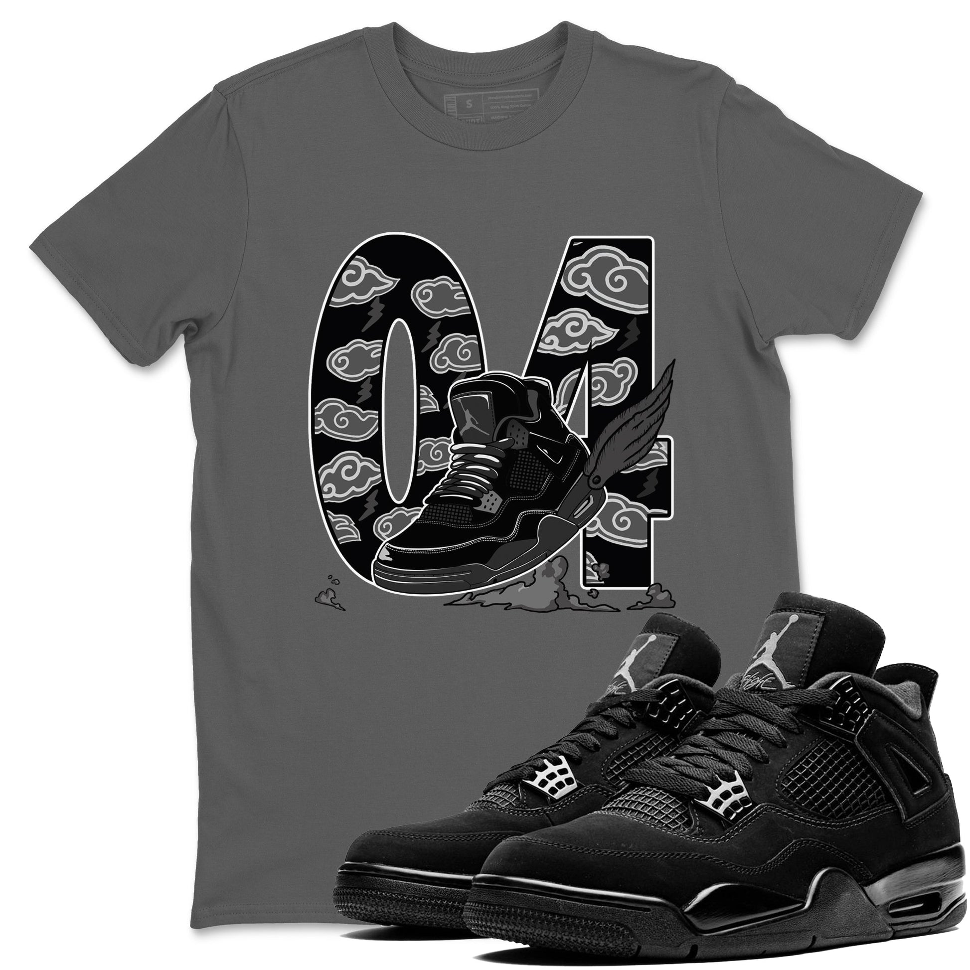 4s Black Cat shirts to match jordans Fly To The Clouds sneaker match tees Air Jordan 4 Black Cat match shoes to clothes SNRT Sneaker Tees unisex cotton Cool Grey 1 shirts