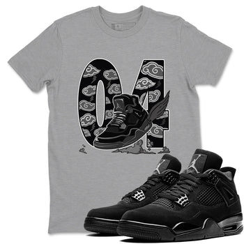 4s Black Cat shirts to match jordans Fly To The Clouds sneaker match tees Air Jordan 4 Black Cat match shoes to clothes SNRT Sneaker Tees unisex cotton Heather Grey 1 shirts
