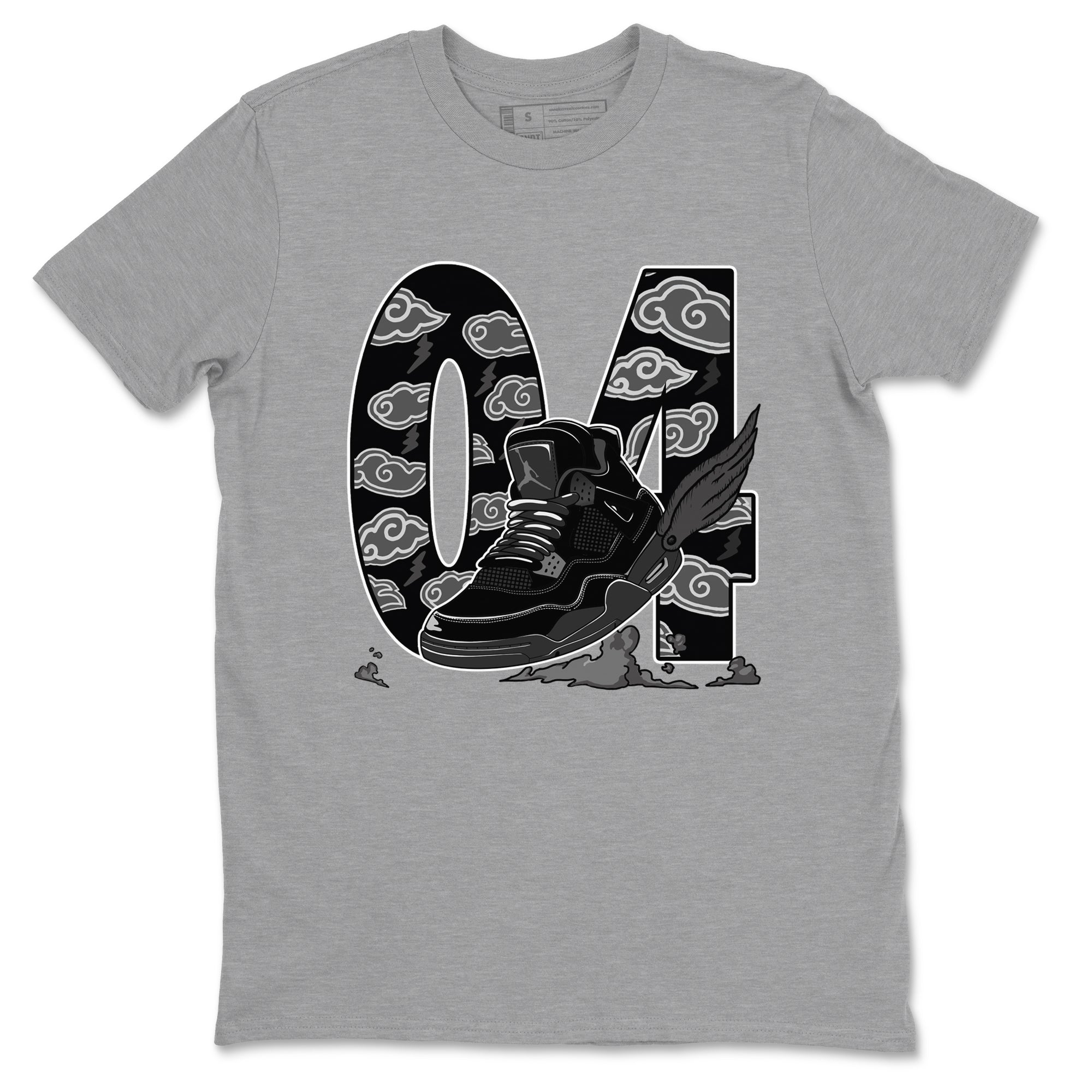 4s Black Cat shirts to match jordans Fly To The Clouds sneaker match tees Air Jordan 4 Black Cat match shoes to clothes SNRT Sneaker Tees unisex cotton Heather Grey 2 shirts