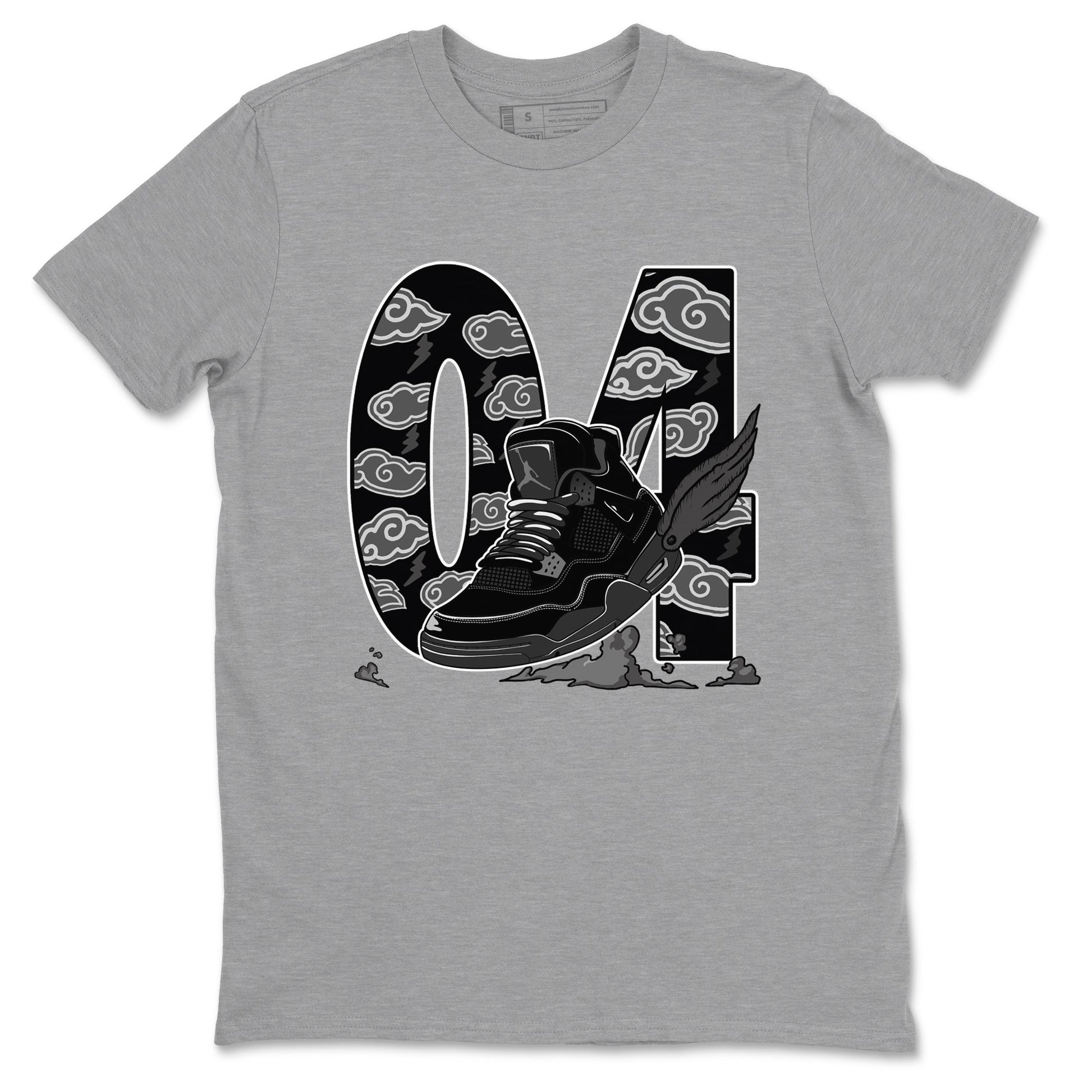 4s Black Cat shirts to match jordans Fly To The Clouds sneaker match tees Air Jordan 4 Black Cat match shoes to clothes SNRT Sneaker Tees unisex cotton Heather Grey 2 shirts