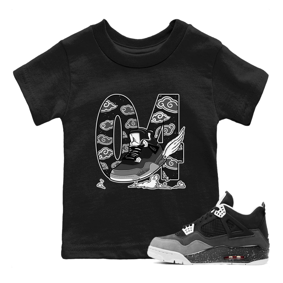 4s Fear shirts to match jordans Fly To The Clouds sneaker match tees Air Jordan 4 Retro Fear match shoes to clothes SNRT Sneaker Tees Youth Baby Black 1 tee