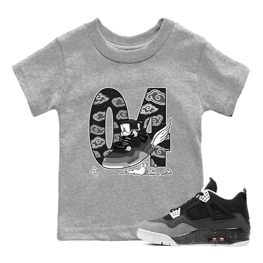 4s Fear shirts to match jordans Fly To The Clouds sneaker match tees Air Jordan 4 Retro Fear match shoes to clothes SNRT Sneaker Tees Youth Baby Heather Grey 1 tee