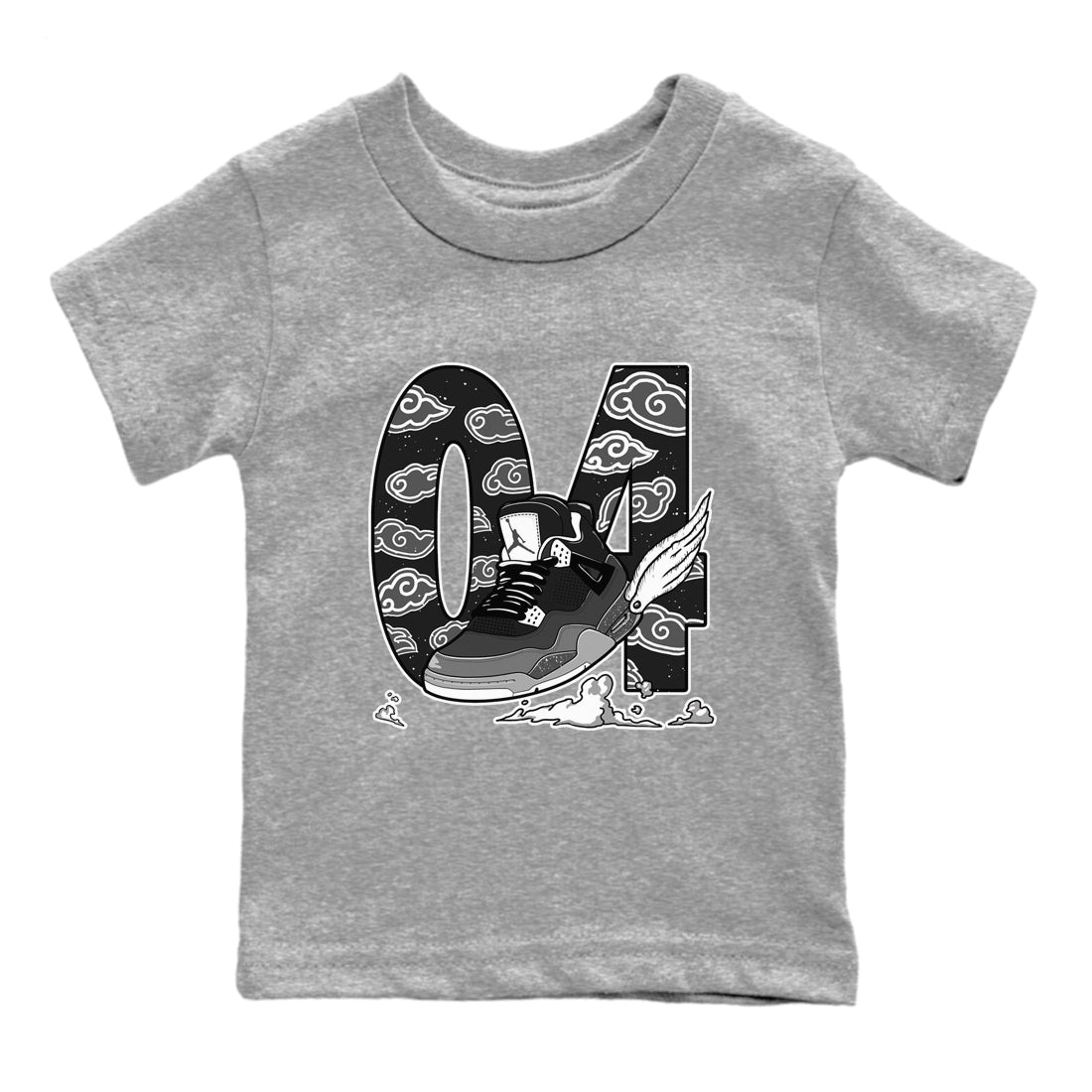 4s Fear shirts to match jordans Fly To The Clouds sneaker match tees Air Jordan 4 Retro Fear match shoes to clothes SNRT Sneaker Tees Youth Baby Heather Grey 2 tee