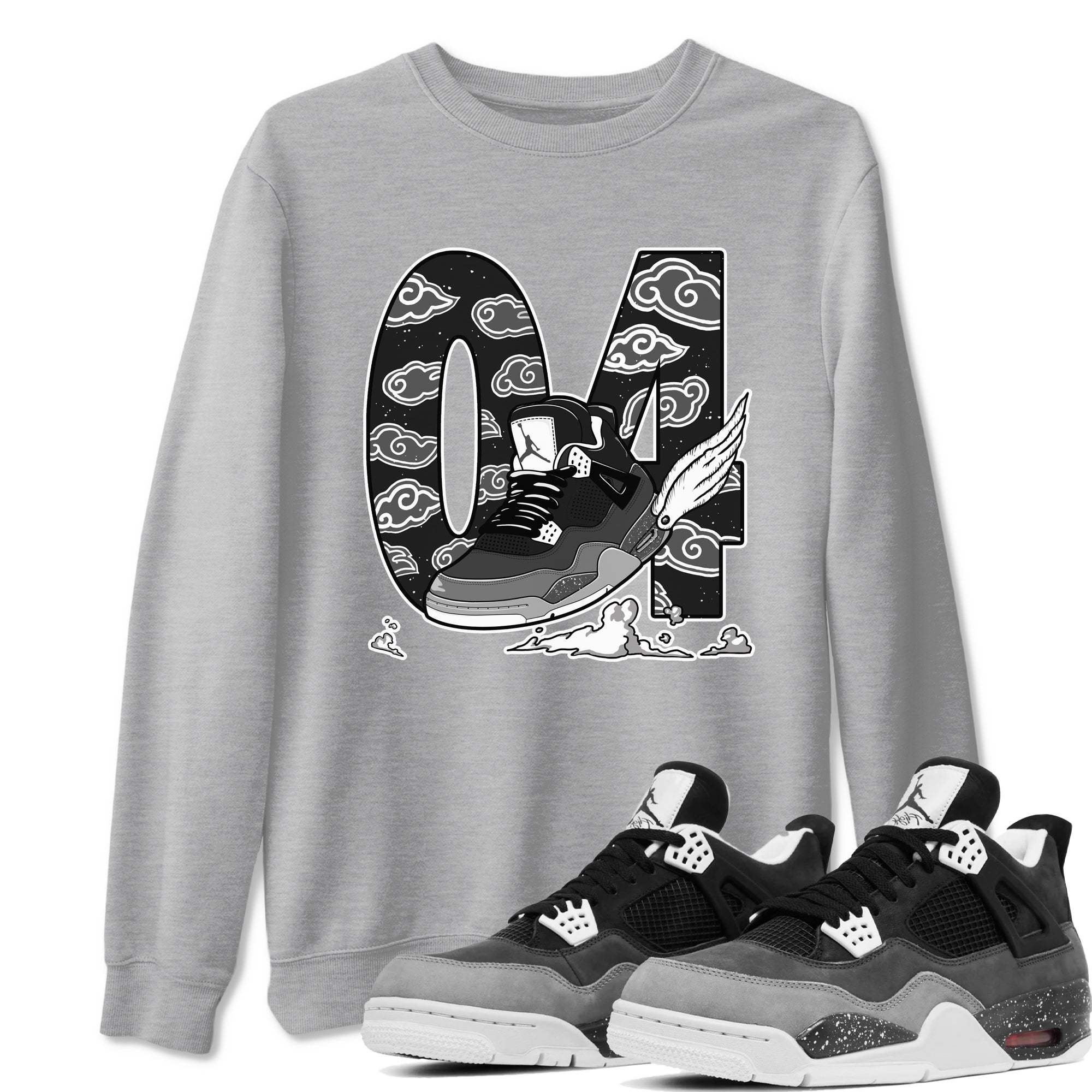 4s Fear shirts to match jordans Fly To The Clouds sneaker match tees Air Jordan 4 Retro Fear match shoes to clothes SNRT Sneaker Tees unisex cotton Heather Grey 1 shirts