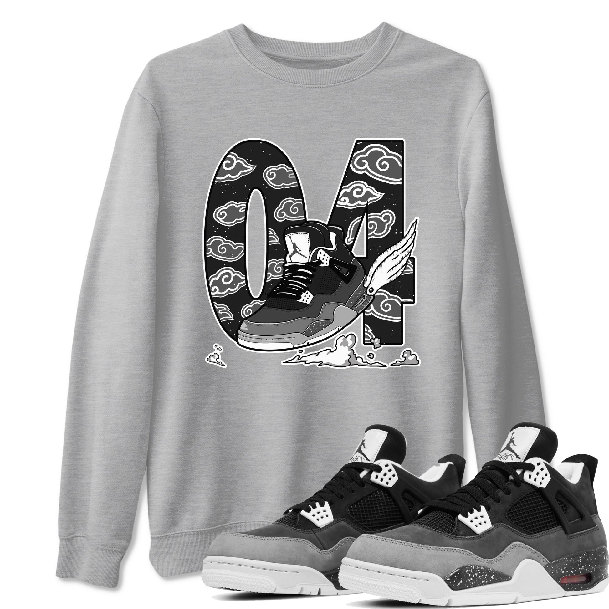 4s Fear shirts to match jordans Fly To The Clouds sneaker match tees Air Jordan 4 Retro Fear match shoes to clothes SNRT Sneaker Tees unisex cotton Heather Grey 1 shirts