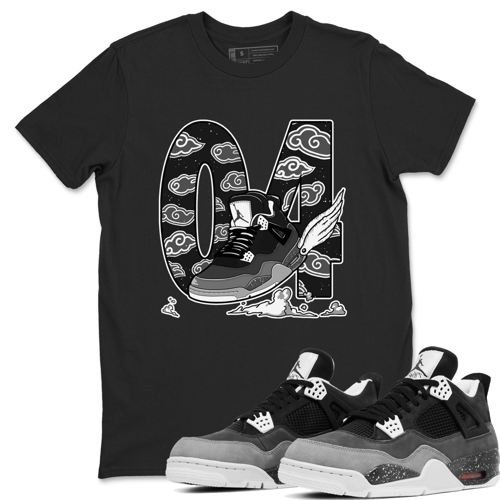 4s Fear shirts to match jordans Fly To The Clouds sneaker match tees Air Jordan 4 Retro Fear match shoes to clothes SNRT Sneaker Tees unisex cotton Black 1 shirts