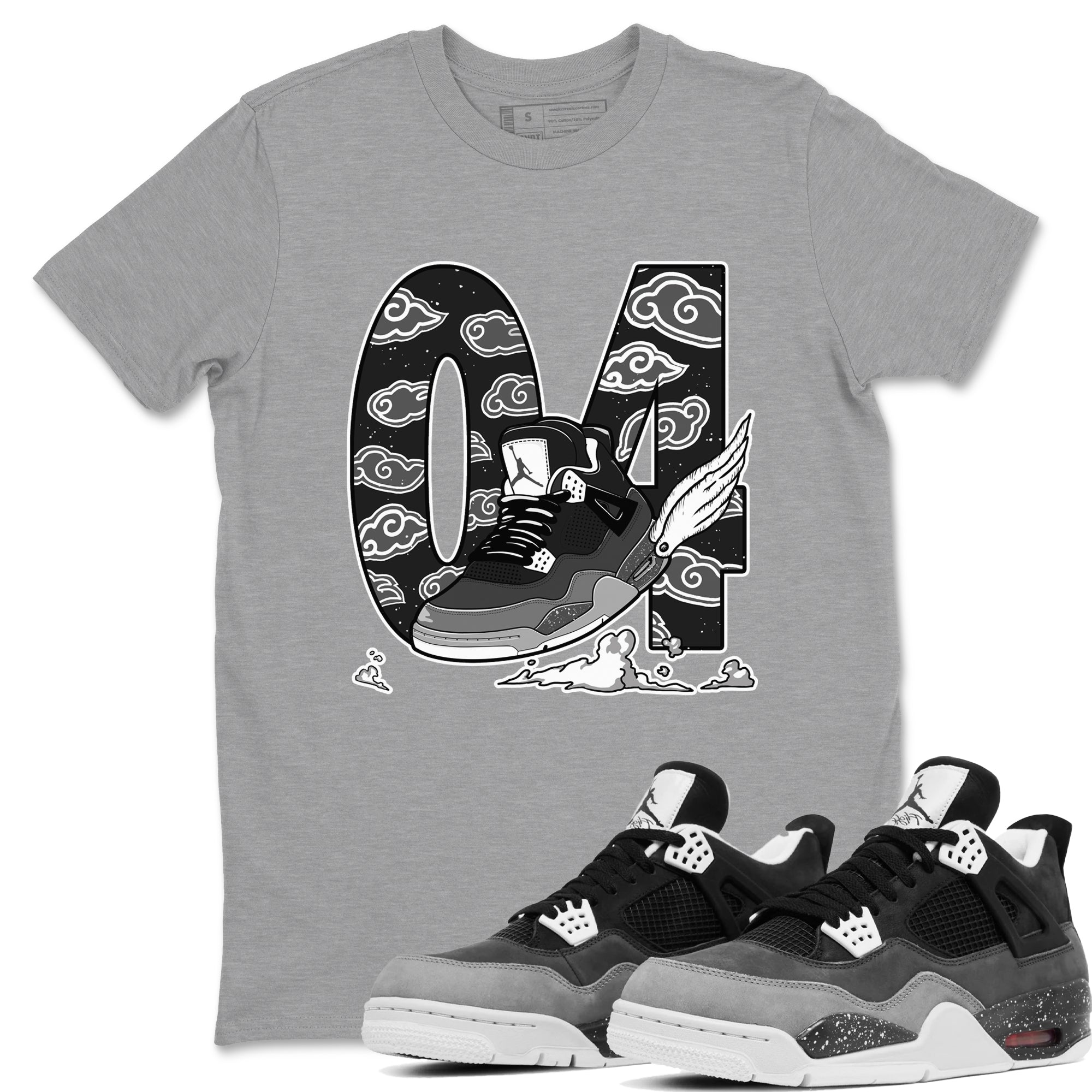 4s Fear shirts to match jordans Fly To The Clouds sneaker match tees Air Jordan 4 Retro Fear match shoes to clothes SNRT Sneaker Tees unisex cotton Heather Grey 1 shirts