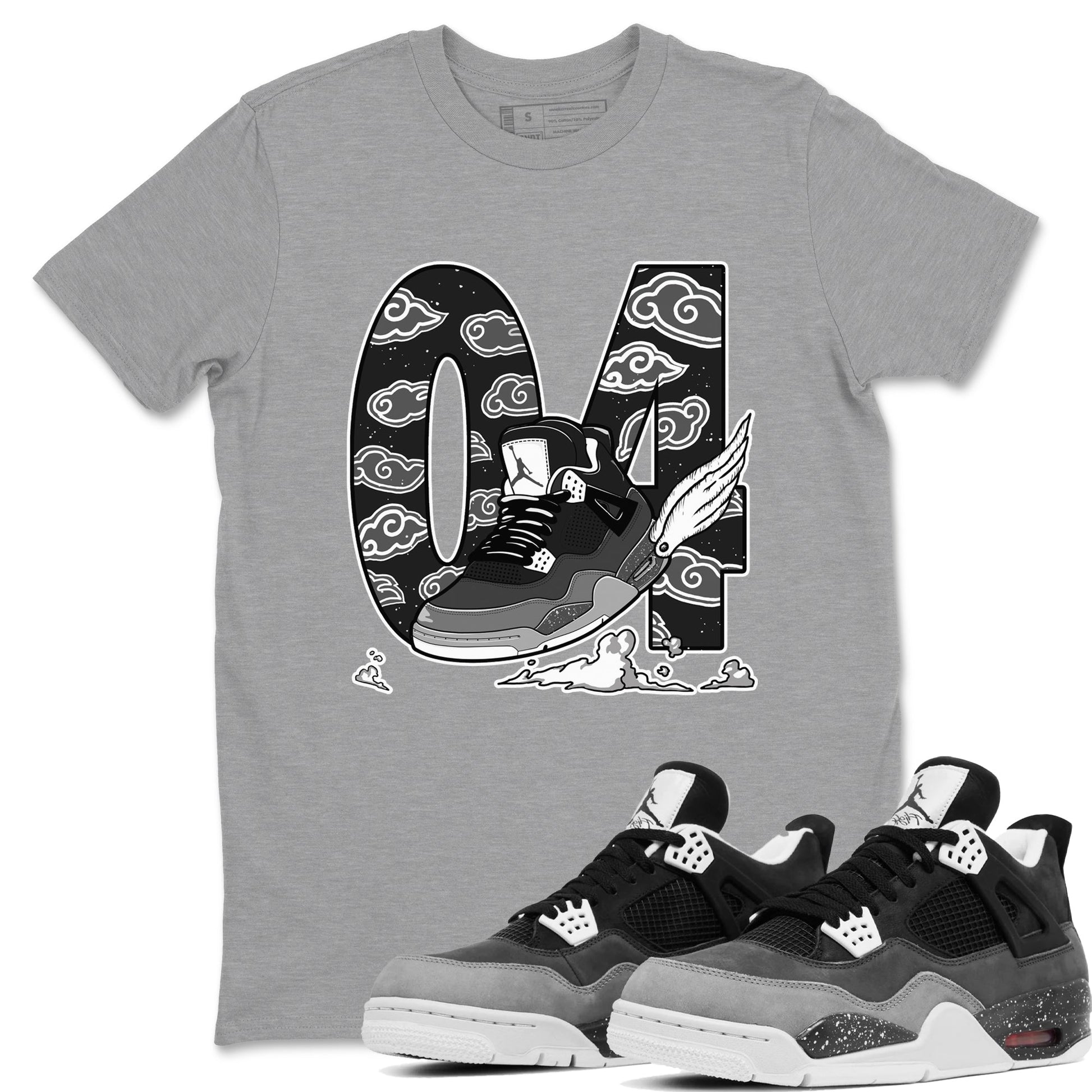 4s Fear shirts to match jordans Fly To The Clouds sneaker match tees Air Jordan 4 Retro Fear match shoes to clothes SNRT Sneaker Tees unisex cotton Heather Grey 1 shirts