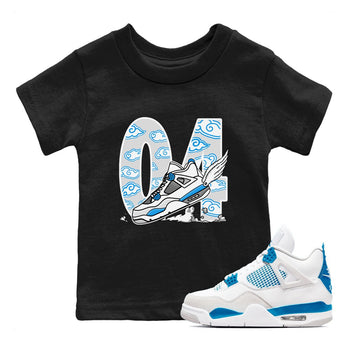 4s Military Blue shirt to match jordans Fly To The Clouds sneaker tees Air Jordan 4 Military Blue SNRT sneaker release tees baby toddler Black 1 cotton Shirt