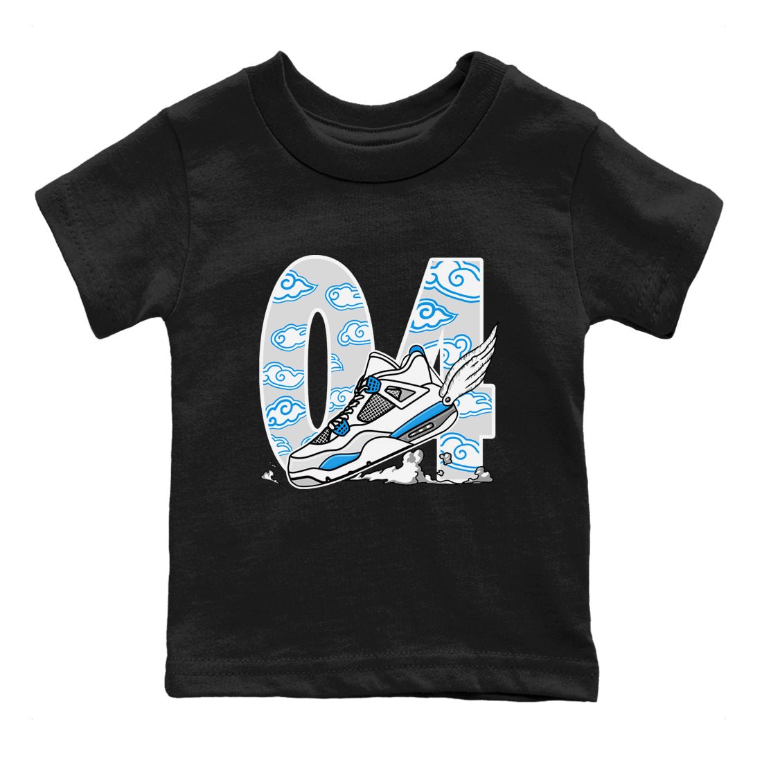 4s Military Blue shirt to match jordans Fly To The Clouds sneaker tees Air Jordan 4 Military Blue SNRT sneaker release tees baby toddler Black 2 cotton Shirt