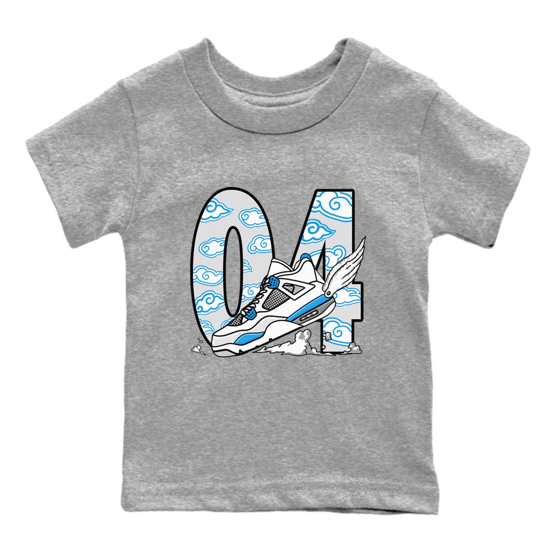 4s Military Blue shirt to match jordans Fly To The Clouds sneaker tees Air Jordan 4 Military Blue SNRT sneaker release tees baby toddler Heather Grey 2 cotton Shirt