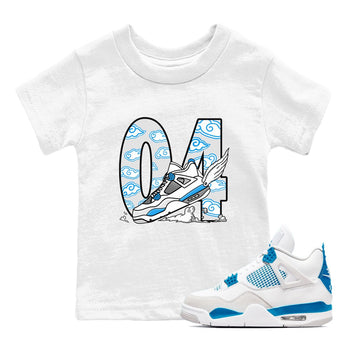 4s Military Blue shirt to match jordans Fly To The Clouds sneaker tees Air Jordan 4 Military Blue SNRT sneaker release tees baby toddler White 1 cotton Shirt